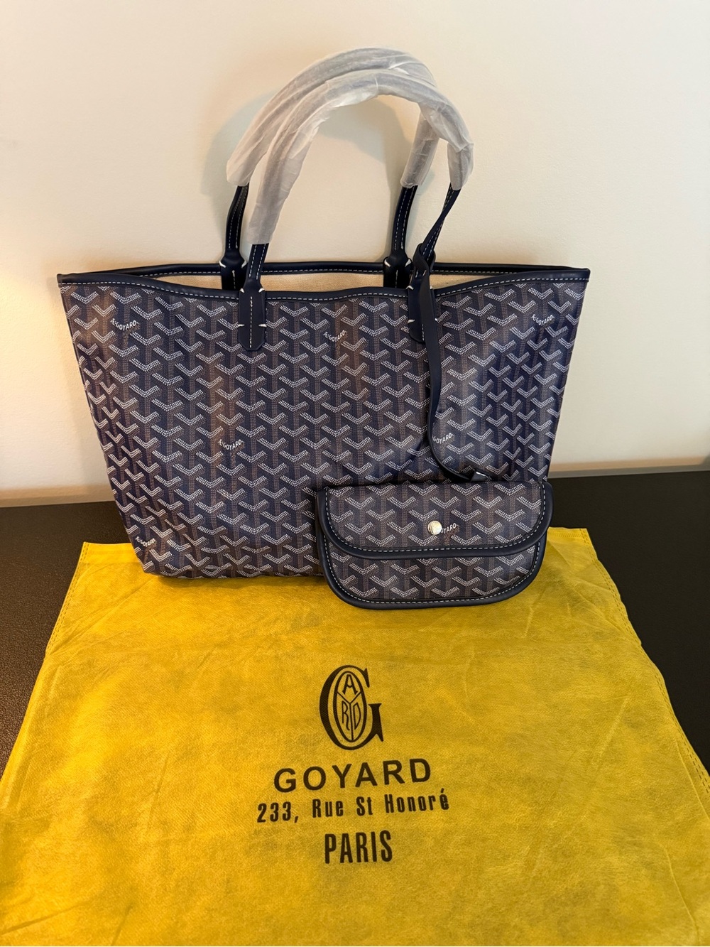 Saint Louis Style Blue Patterned Tote with Signature Chevron Motif - Picture 3 of 7